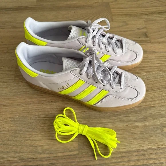 Adidas Gazelle Lilac Neon Yellow Sneakers 8 - Picture 6 of 10